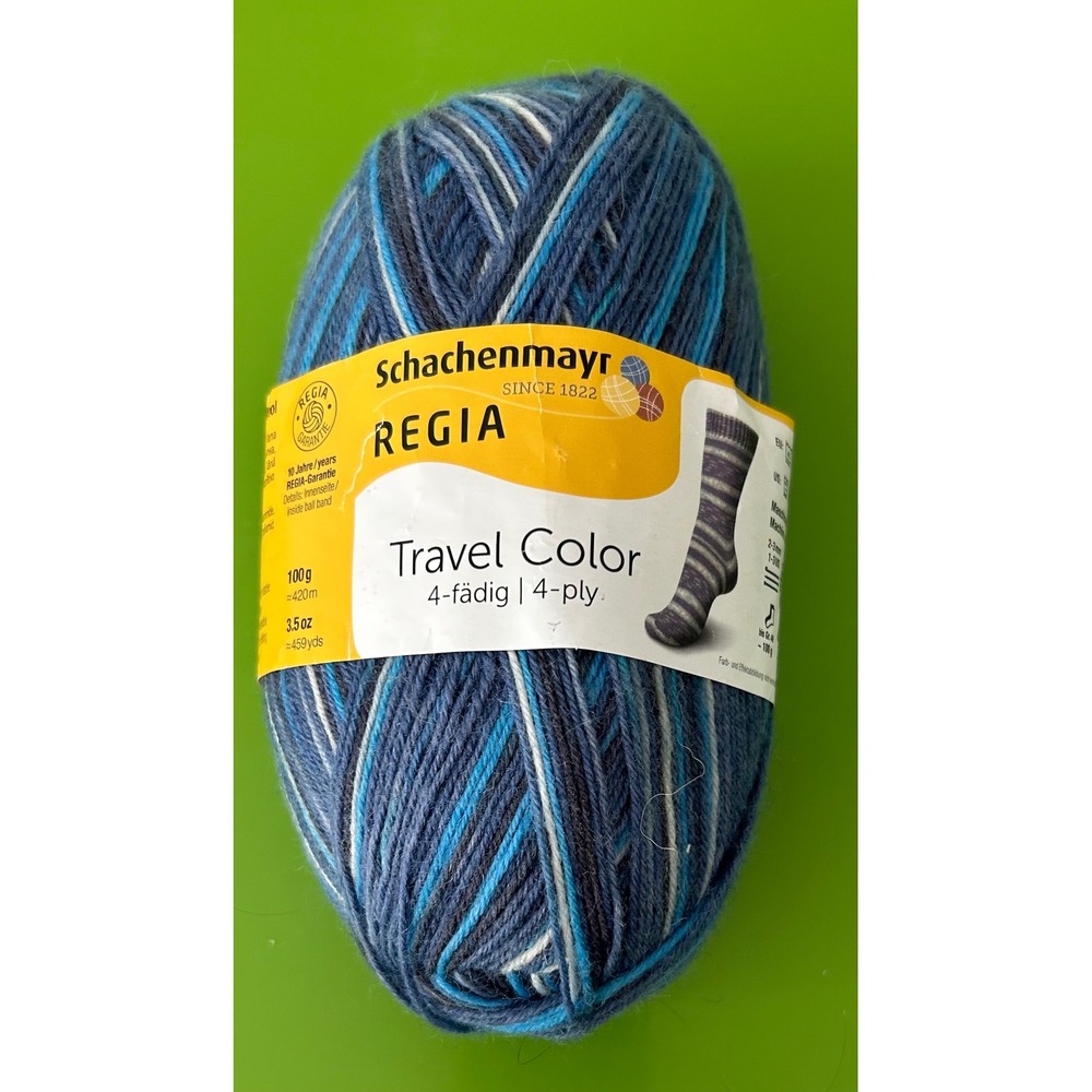 Schachenmayr Regia‎ Travel Color 4-Ply Sock Yarn 100g Blue Grey White 01117
